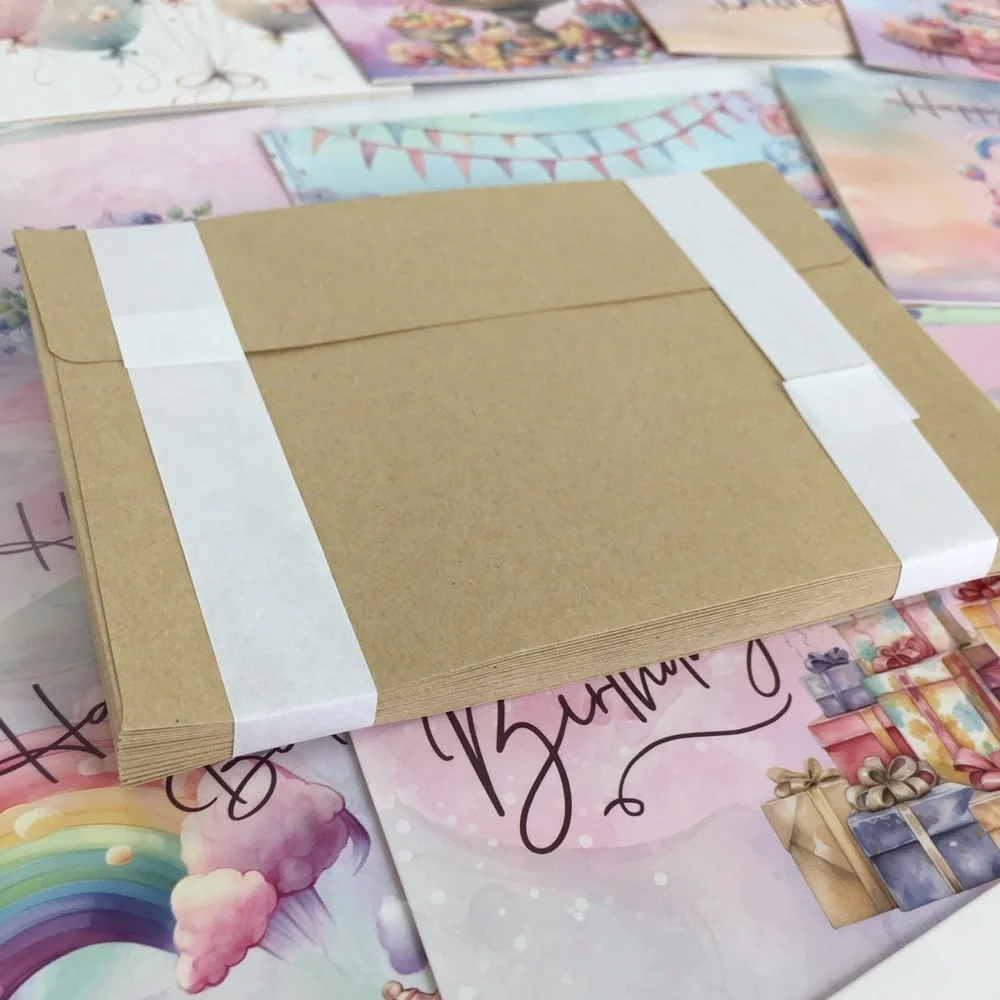 Assortment of 20 Cupcake Birthday Cards Pastel Pink Purple With Envelopes NEW